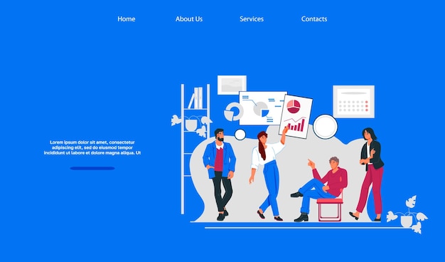 Веб-сайт корпоративного образования и бизнес-коучинга с плоской векторной иллюстрацией