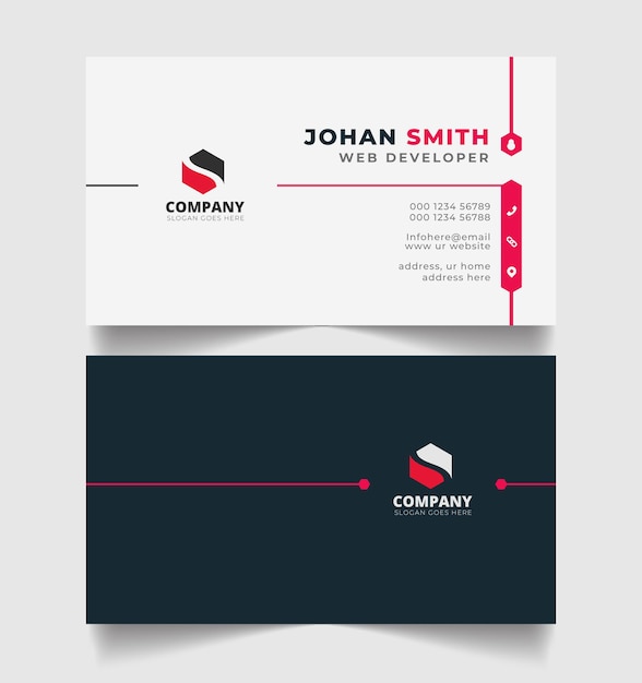 Vector corporate elegant business card red and black design template