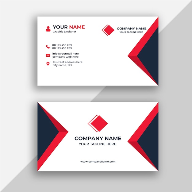 Corporate elegant red and white business card design template