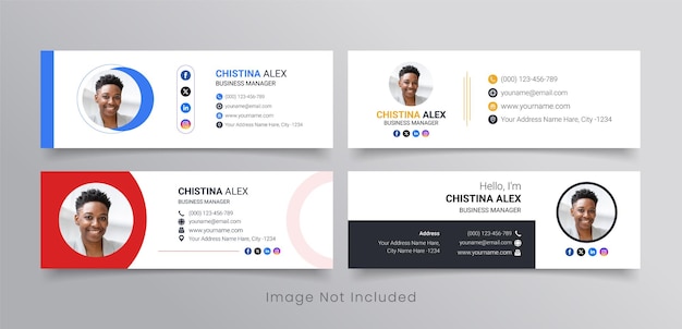 企業の電子メール署名 モダンで最小限の電子メール フッター署名テンプレートと個人的なソーシャル