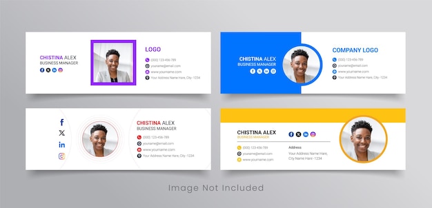 企業の電子メール署名 モダンで最小限の電子メール フッター署名テンプレートと個人的なソーシャル