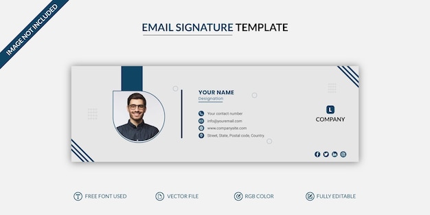 기업 이메일 서명 또는 이메일 바닥글 벡터 템플릿