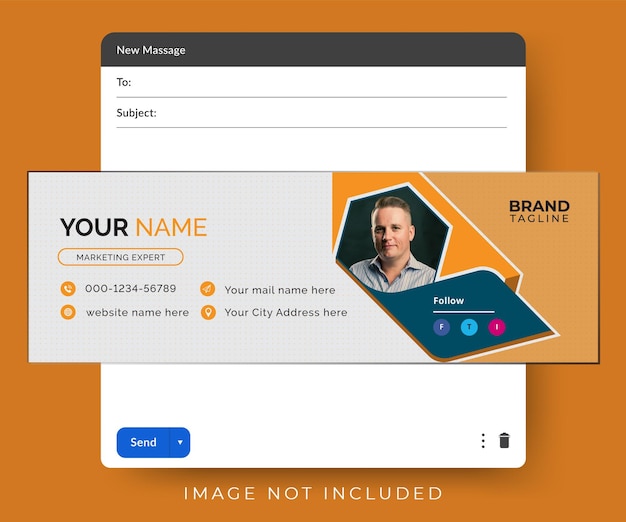 Corporate email signature template design with personal details