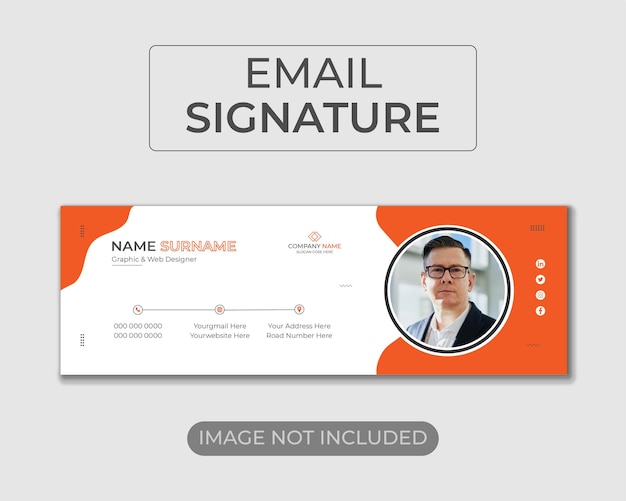 Corporate email signature template or personal footer and social media cover design