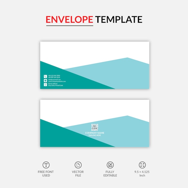 Corporate envelope design template with front and backside