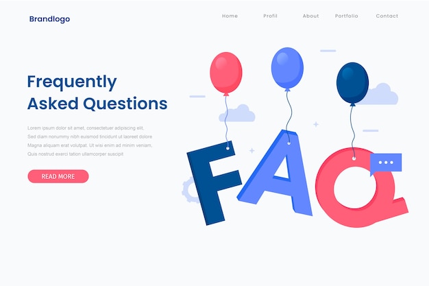 Vector corporate faq landing page template.