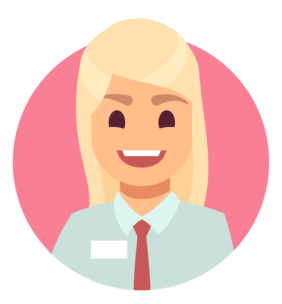 Vector corporate female worker avatar woman round portrait