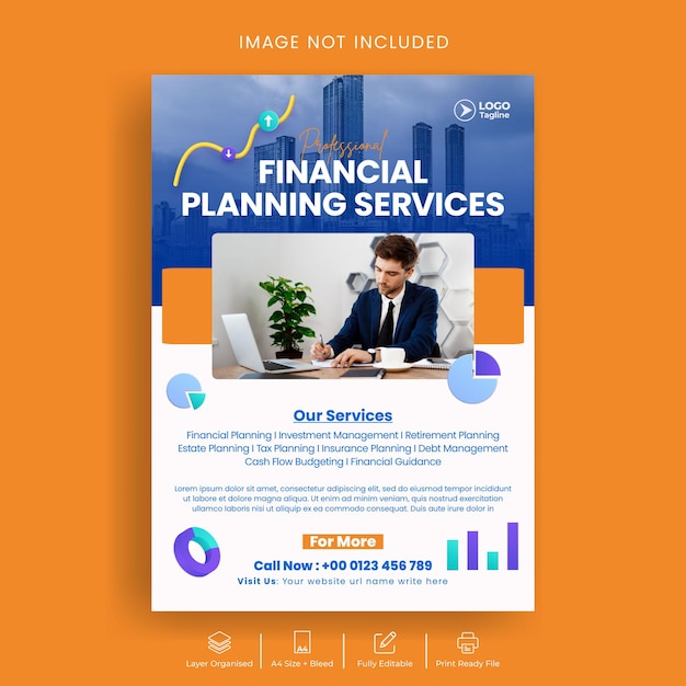 Corporate finance service and business accountant flyer or poster template design