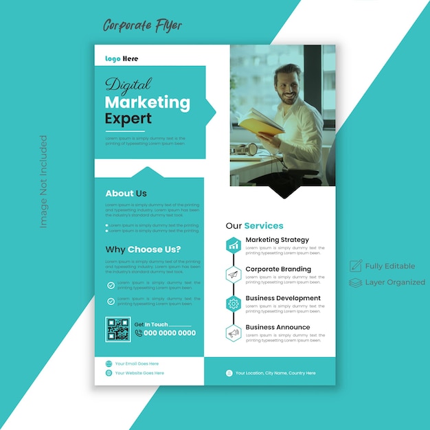 Vector corporate flyer design and business borchure cover page template