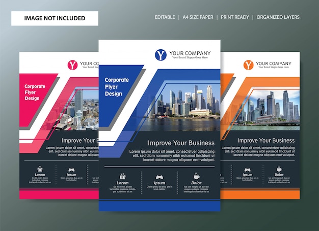 Corporate flyer template design with color choices