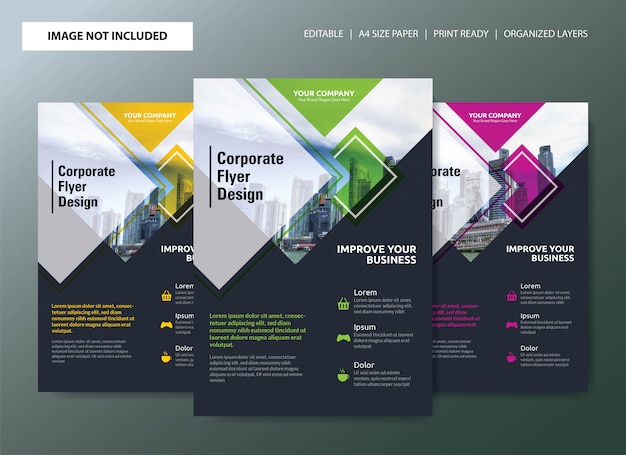 Corporate flyer template design con scelte di colore