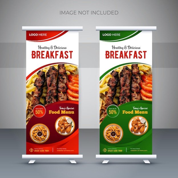 Menu aziendale e ristorante roll up banner design template