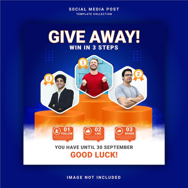 Corporate giveaway winner announcement social media post instagram banner template