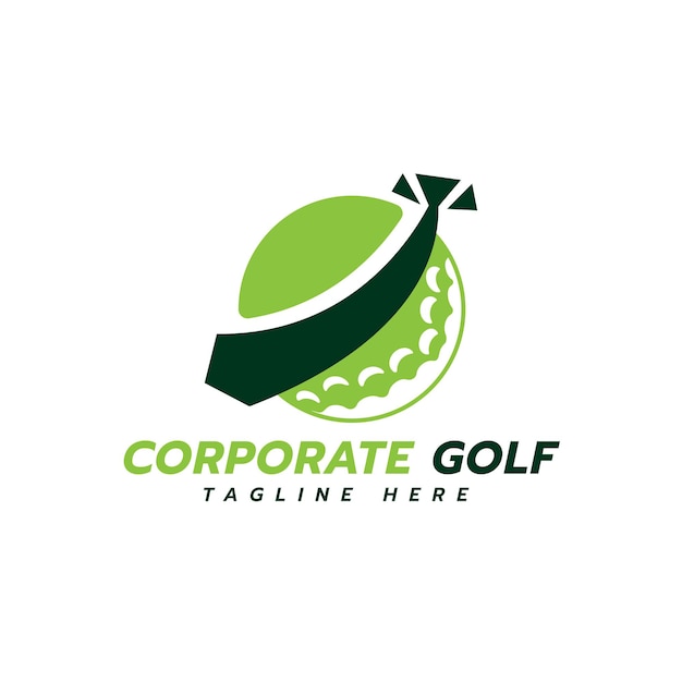 Вектор Корпоративный дизайн логотипа для гольфа с концепцией мяча для гольфа и костюмов для профессионального использования