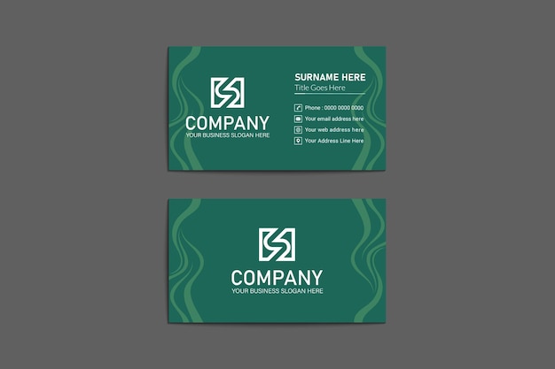 Corporate green official paper document business card design