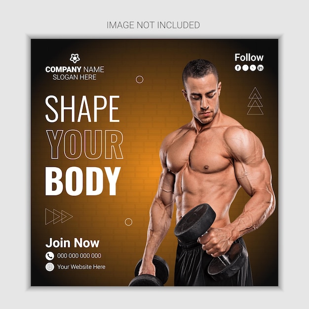 corporate gym and fitness social media design and web banner template