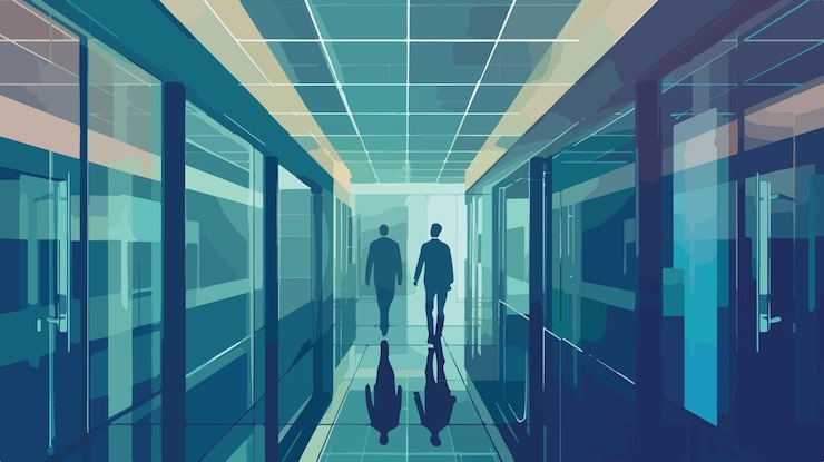 Vector corporate hallway