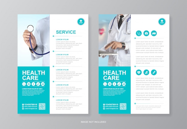 Vector corporate health care and medical cover and back flyer design template