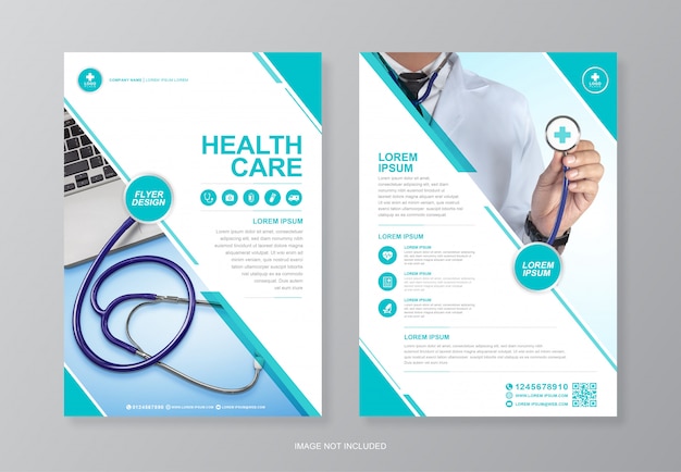 企業の医療および医療カバーa4チラシデザインテンプレート