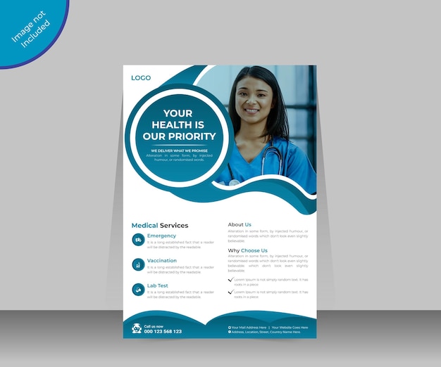 Corporate healthcare flyer template or medical services a4 flyer design and medical flyer template