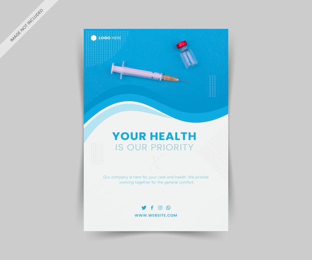 Corporate healthcare and medical cover and back page a4 flyer design template for print