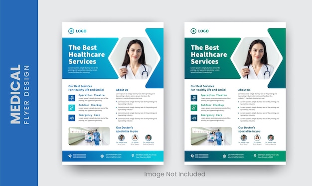 Corporate healthcare and medical flyer or poster design layout