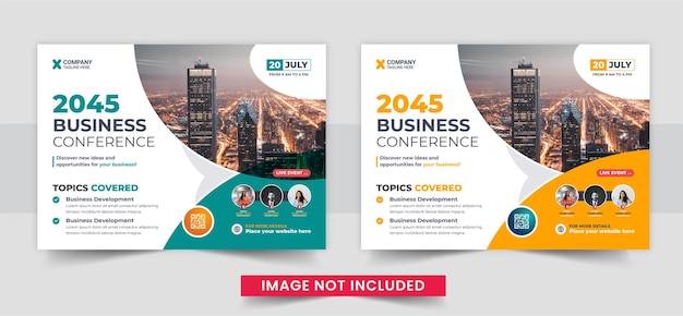 Corporate horizontal business conference flyer template or business webinar conference banner design