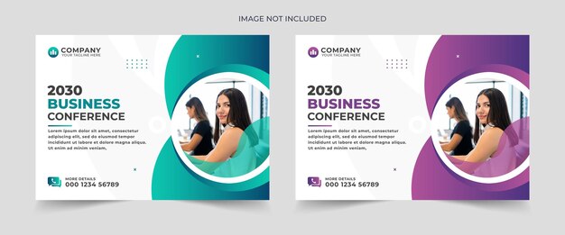 Corporate Horizontal Business Conference Flyer Template or Webinar Banner Invitation