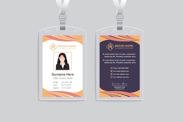 Corporate id card template with orange color