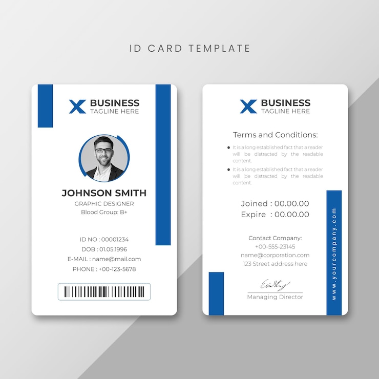 Vector corporate id-kaart sjabloon professionele identiteitskaart minimale persoonlijke identiteitskaart alle soorten bedrijven