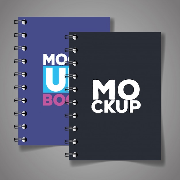 Corporate identity branding, with notebooks of cover gray and purple color 