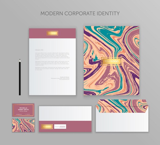 Vector corporate identity business set modern stationery template design documentation for business