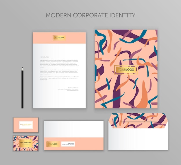 Vector corporate identity business set modern stationery template design documentation for business