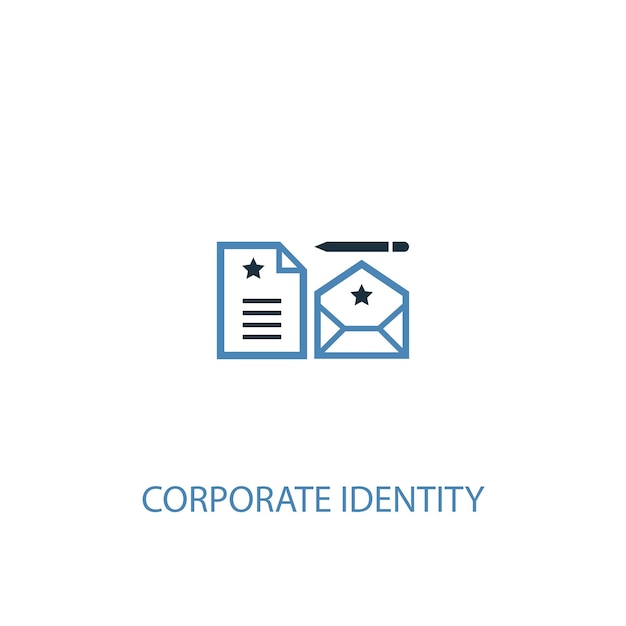 コーポレートアイデンティティの概念2色のアイコン。シンプルな青い要素のイラスト。コーポレートアイデンティティコンセプトシンボルデザイン。 WebおよびモバイルUI / UXに使用できます