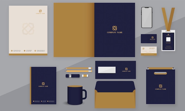 Vector corporate identity kits-presentatie op grijze achtergrond voor bedrijf