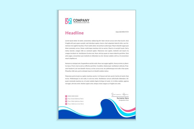 Corporate identity minimal letterhead template