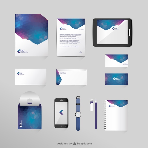 Corporate identity mock-up in space colors