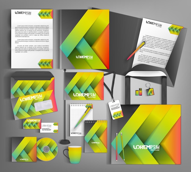 Corporate Identity Set with colorful designs