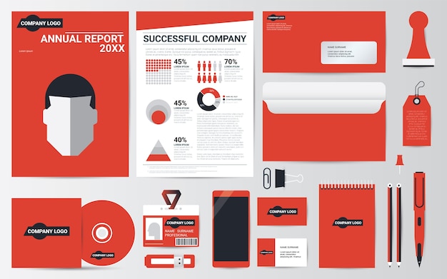 Vector corporate identity stationery collection