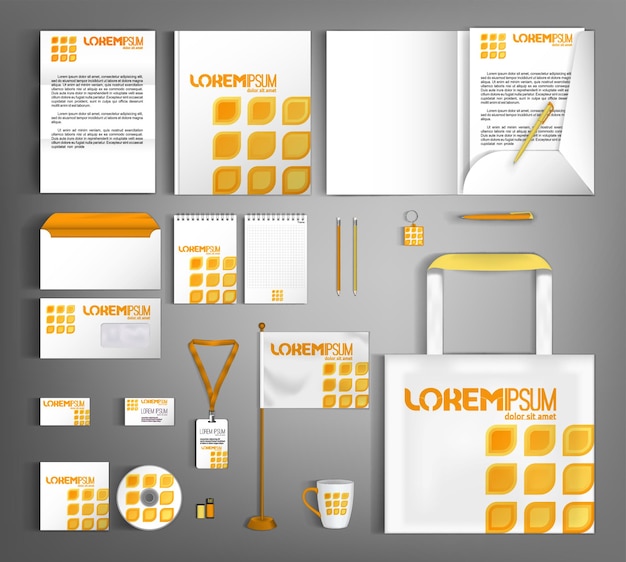 Corporate identity template design with spicy geometric element Business branding stationery set