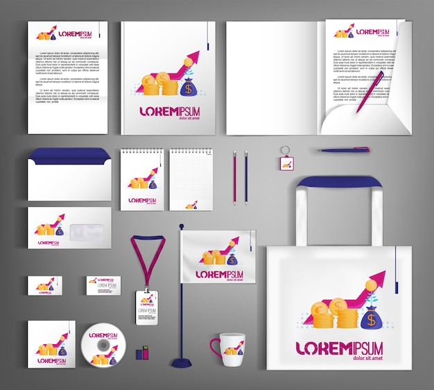 Corporate identity template for investment and savings companies Financial performance improving business productivity