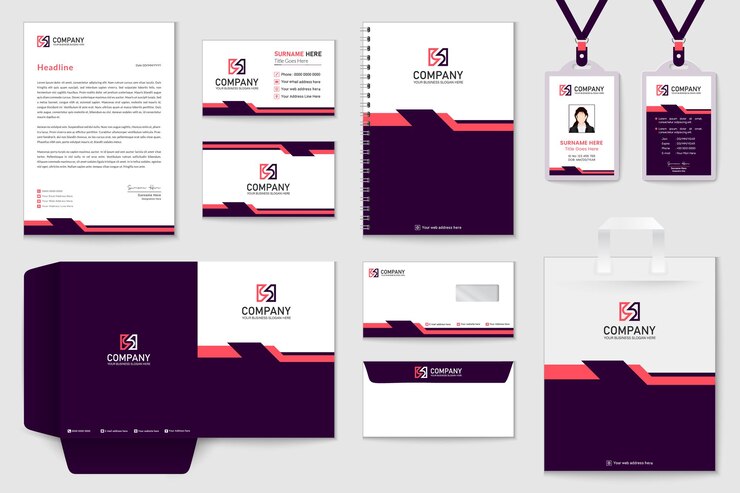 Vector corporate identity template realistic business stationery mockup