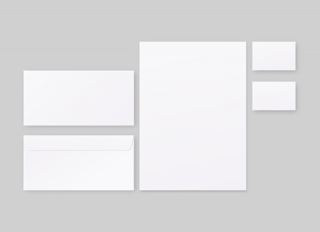 ベクトル コーポレートアイデンティティテンプレートセット。封筒、紙、名刺を持つビジネス文具。 。テンプレート 。リアルなイラスト。