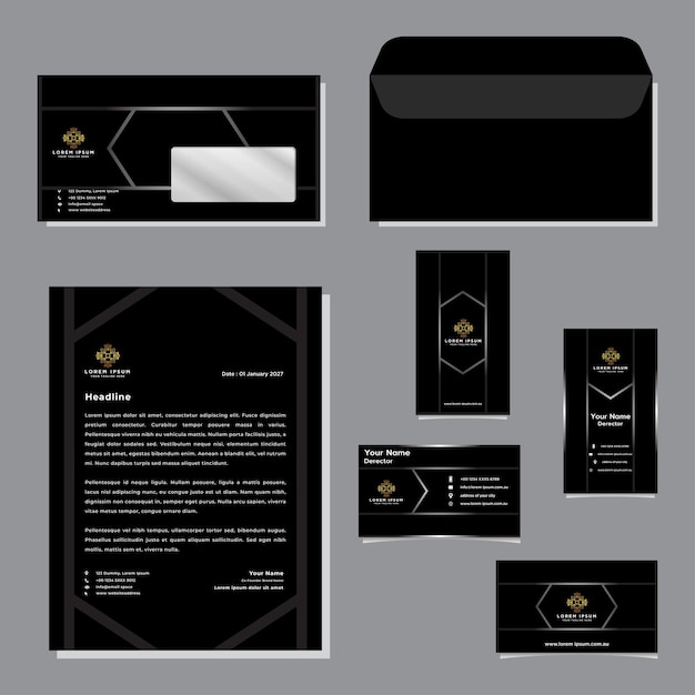 Вектор Шаблоны фирменного стиля для вашего бизнеса, включая конверты для визитных карточек и фирменные бланки