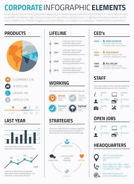 기업 infographic 요소 서식 파일 벡터