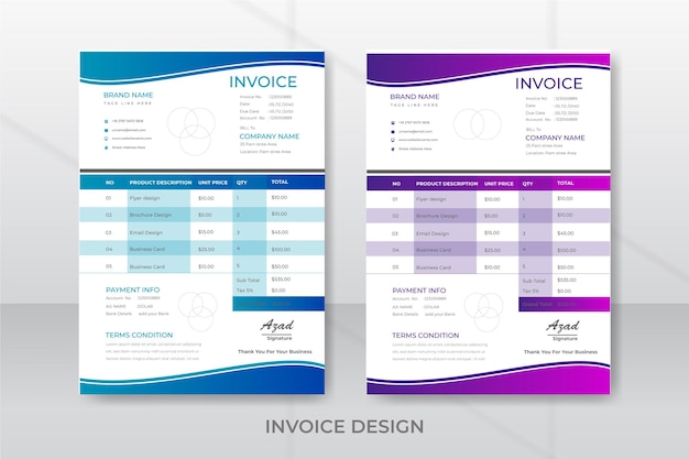 Modello di progettazione fattura aziendale