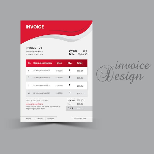 Vector corporate invoice design template modern art creative invoice design