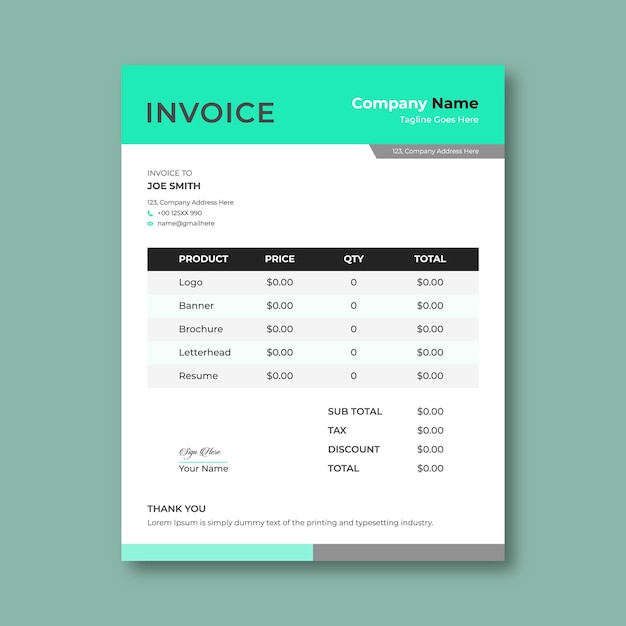 Corporate invoice design