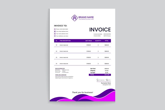 Corporate invoice design