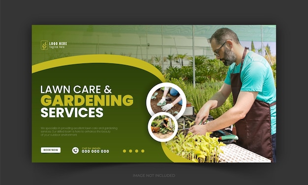 Corporate lawn care and gardening or landscaping service live stream YouTube video thumbnail design